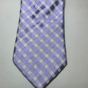 IKE‎ Behar Lavender White Plaid Silk Necktie